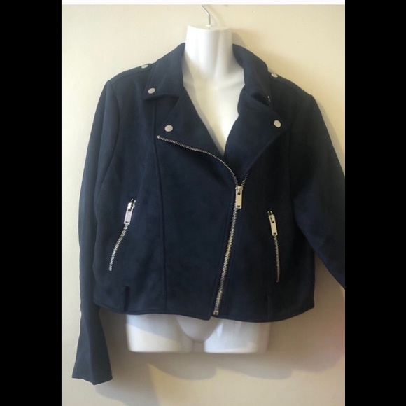 Primark Jackets & Blazers - Moto Jacket by Primark, Faux Suede, Navy, size 16